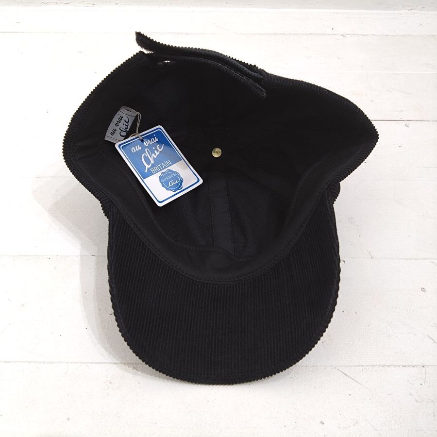Au Vrai Chic BRITAIN / FOLD BRIM CAP / Corduroy / BLACK / MADE IN ENGLAND