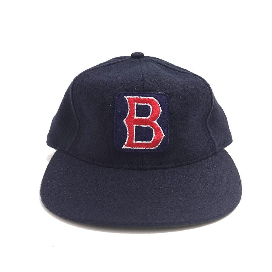 COOPERSTOWN BALL CAP / BOSTON RED SOX / NAVY / VINTAGE PATCH / WOOL FLANNEL / LEATHER STRAP / MADE IN USA