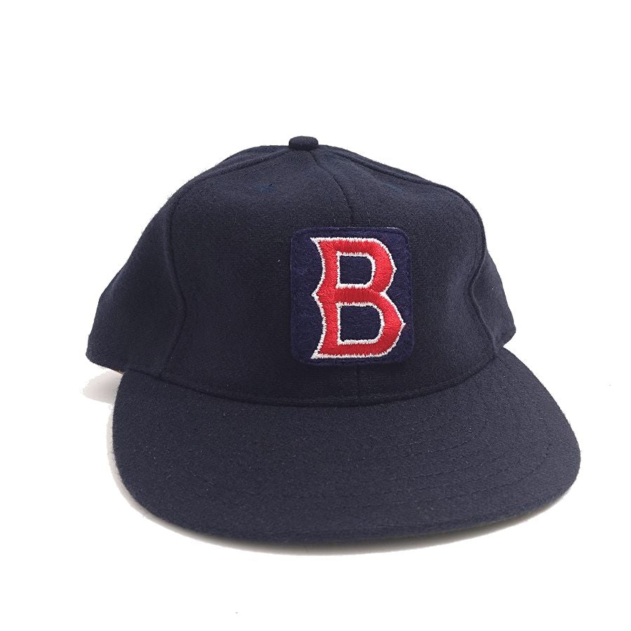 COOPERSTOWN BALL CAP / BOSTON RED SOX / NAVY / VINTAGE PATCH / WOOL FLANNEL / LEATHER STRAP / MADE IN USA