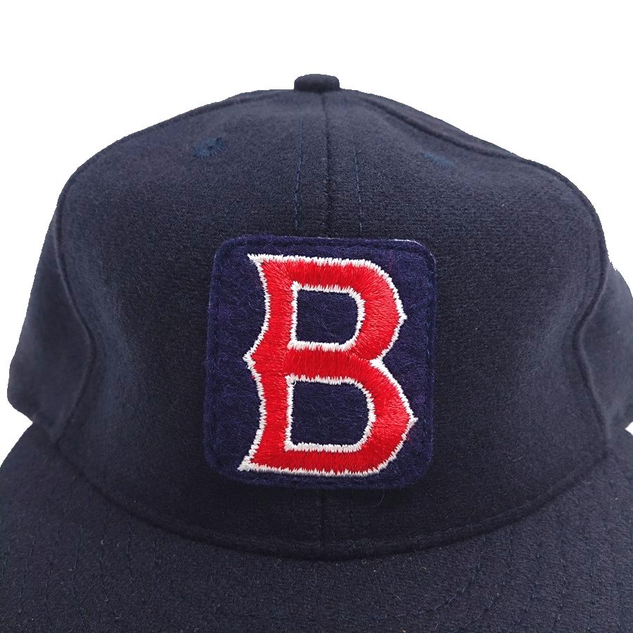 COOPERSTOWN BALL CAP / BOSTON RED SOX / NAVY / VINTAGE PATCH / WOOL FLANNEL / LEATHER STRAP / MADE IN USA