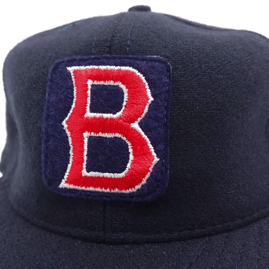 COOPERSTOWN BALL CAP / BOSTON RED SOX / NAVY / VINTAGE PATCH / WOOL FLANNEL / LEATHER STRAP / MADE IN USA