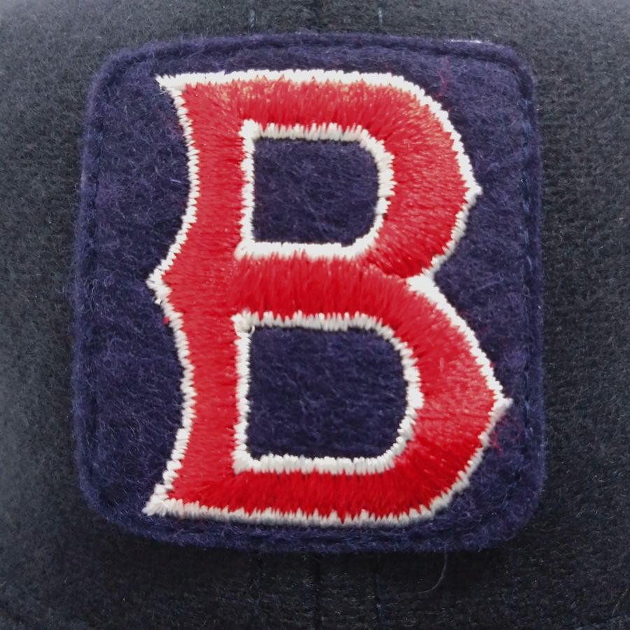 COOPERSTOWN BALL CAP / BOSTON RED SOX / NAVY / VINTAGE PATCH / WOOL FLANNEL / LEATHER STRAP / MADE IN USA