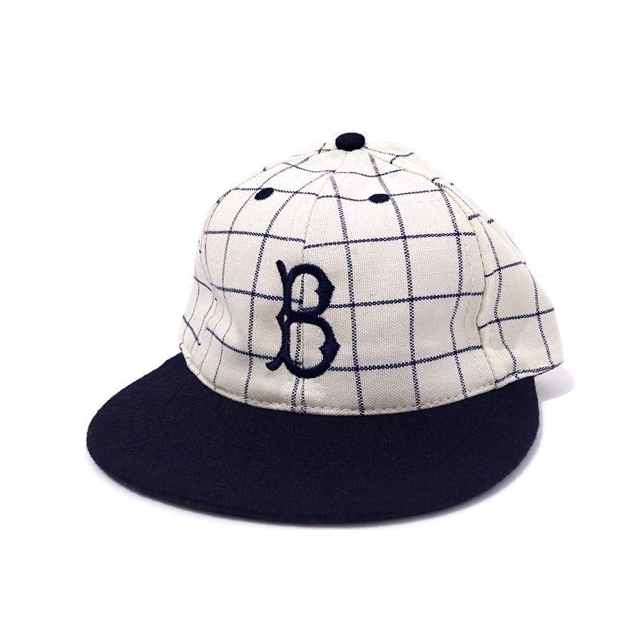 COOPERSTOWN BALL CAP / 1955 BROOKLYN DODGERS / CHECK / WOOL FLANNEL / ELASTIC / MADE IN USA