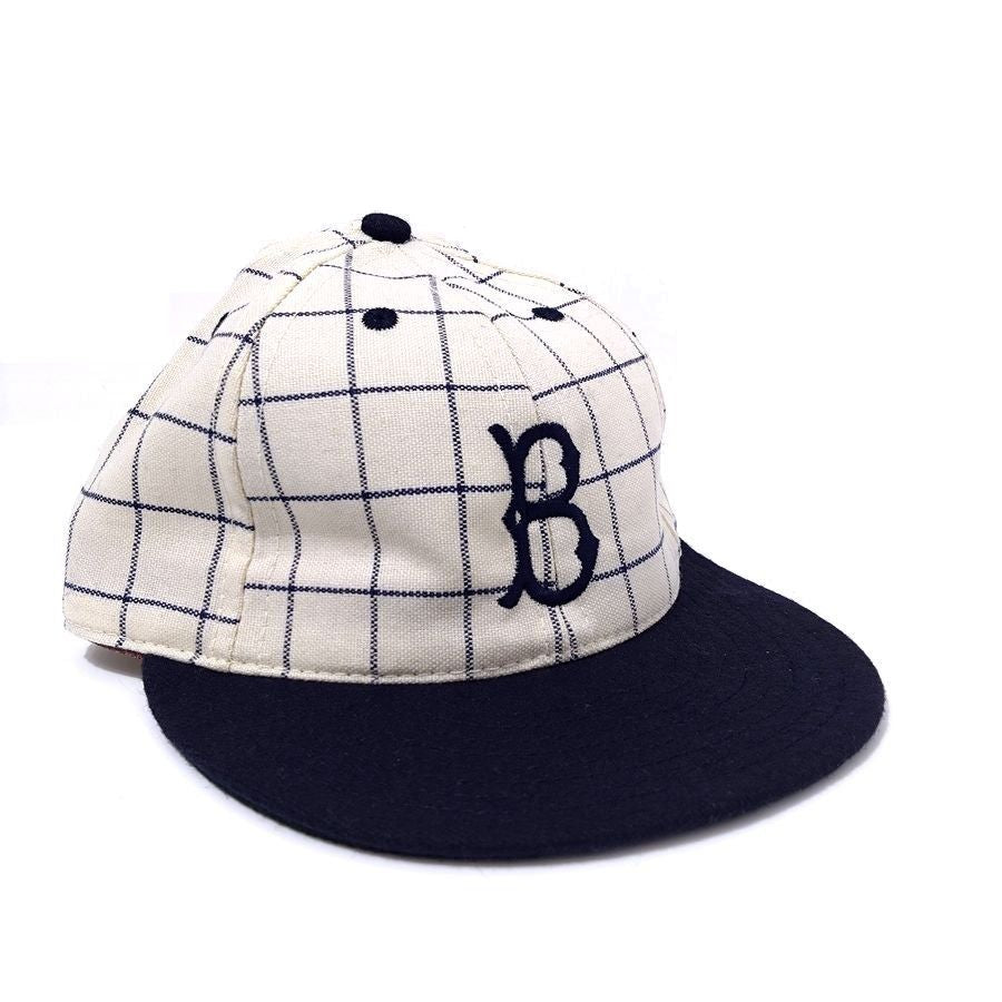 COOPERSTOWN BALL CAP / 1955 BROOKLYN DODGERS / CHECK / WOOL FLANNEL / ELASTIC / MADE IN USA