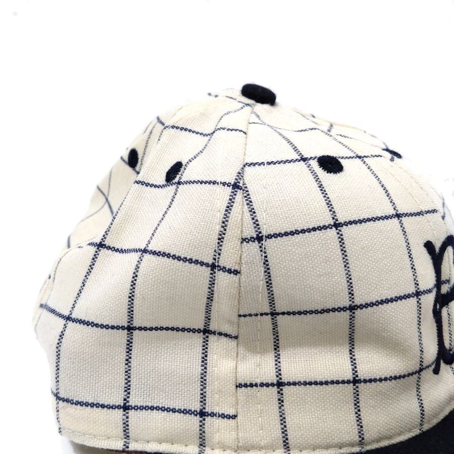 COOPERSTOWN BALL CAP / 1955 BROOKLYN DODGERS / CHECK / WOOL FLANNEL / ELASTIC / MADE IN USA