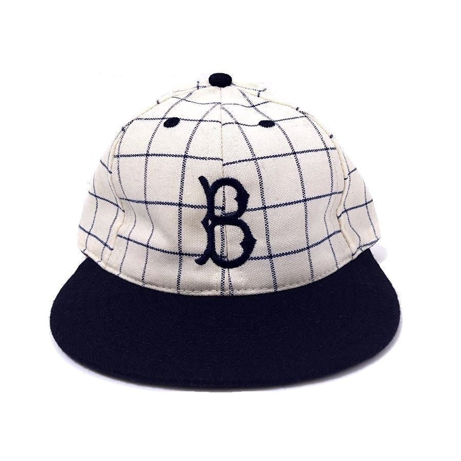COOPERSTOWN BALL CAP / 1955 BROOKLYN DODGERS / CHECK / WOOL FLANNEL / ELASTIC / MADE IN USA