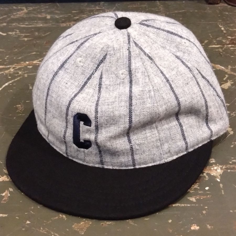 EBBETS FIELD FLANNELS / TEAM - 1960 South Carolina Univercity / PINSTRIPE: Grey×Black / Short Visor / Wool Flannels / MADE IN USA