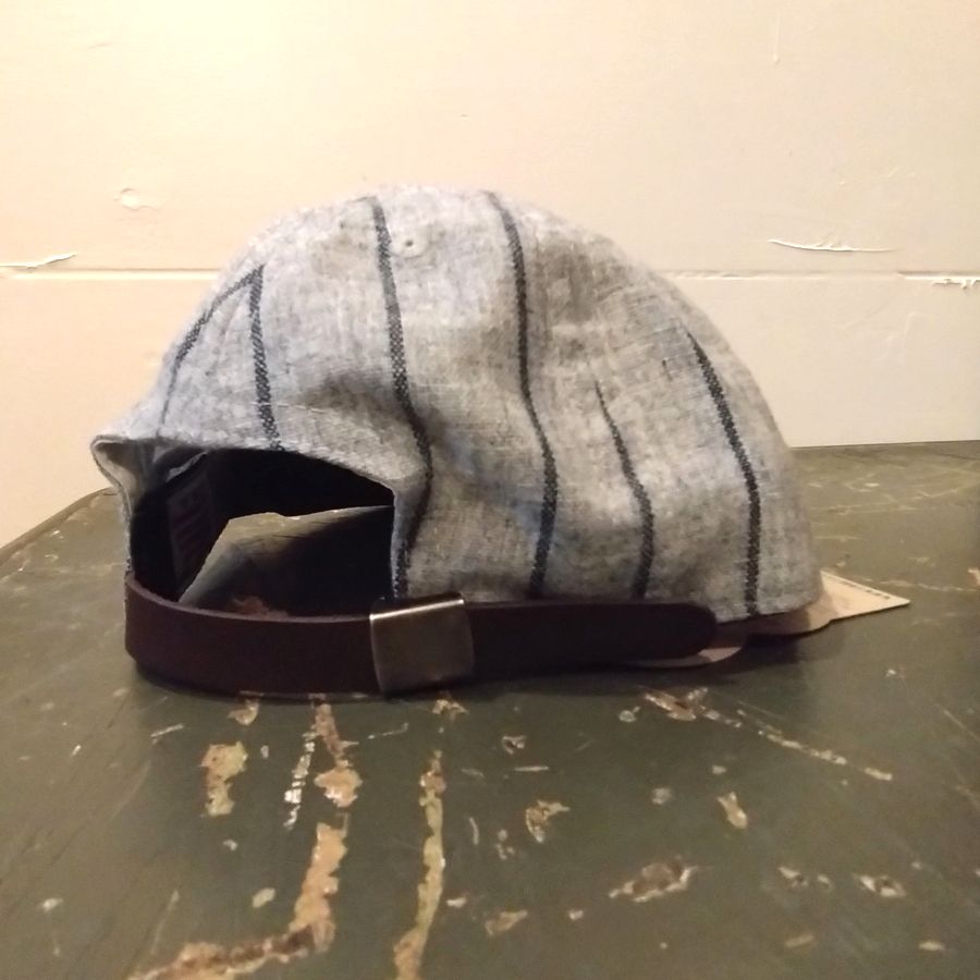 EBBETS FIELD FLANNELS / PINSTRIPE: Grey×Black / Short Visor / Wool Flannels / MADE IN USA
