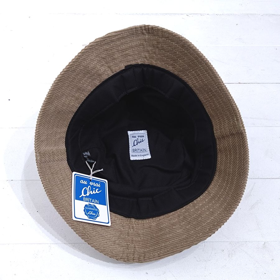 Au Vrai Chic BRITAIN / BUCKET HAT / CORDUROY / BEIGE / SIZE:7 3/8 / MADE IN ENGLAND