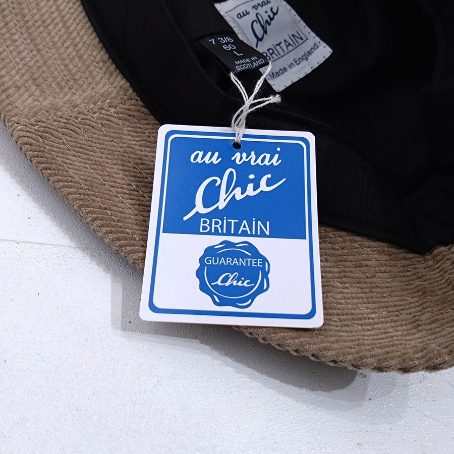 Au Vrai Chic BRITAIN / BUCKET HAT / CORDUROY / BEIGE / SIZE:7 3/8 / MADE IN ENGLAND