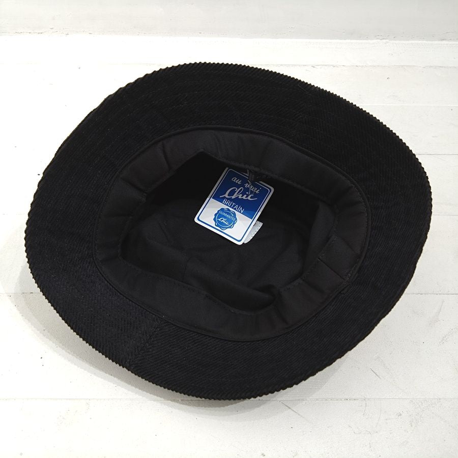Au Vrai Chic BRITAIN / BUCKET HAT / CORDUROY / BLACK / SIZE:7 3/8 / MADE IN ENGLAND