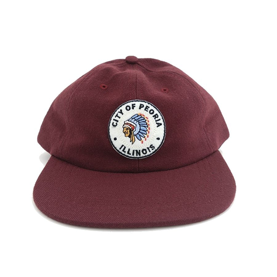 COOPERSTOWN BALL CAP / 1948 ROCK FORD PEACHES / WOOLSAGE / PATCH / SNAP / MAROON / MADE IN USA