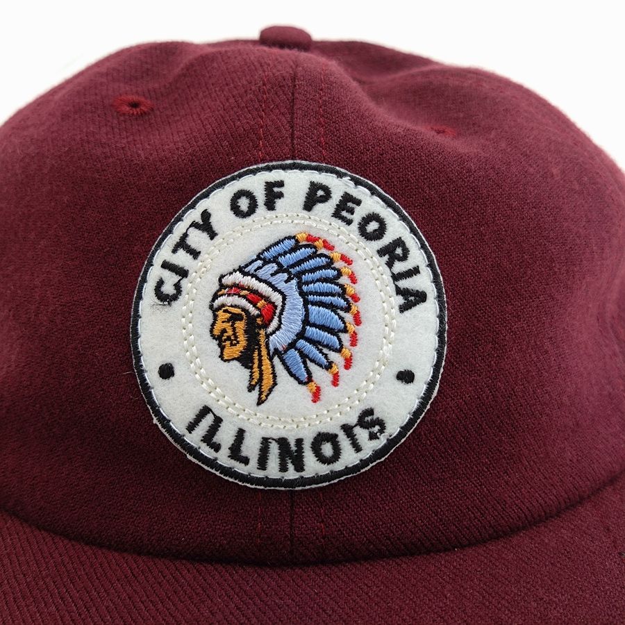 COOPERSTOWN BALL CAP / 1948 ROCK FORD PEACHES / WOOLSAGE / PATCH / SNAP / MAROON / MADE IN USA