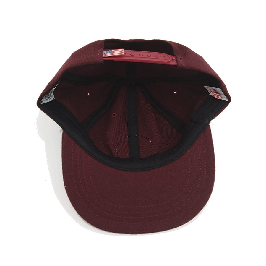 COOPERSTOWN BALL CAP / 1948 ROCK FORD PEACHES / WOOLSAGE / PATCH / SNAP / MAROON / MADE IN USA