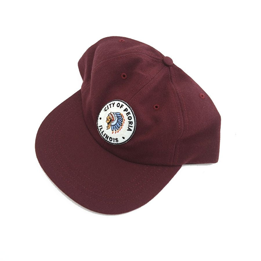 COOPERSTOWN BALL CAP / 1948 ROCK FORD PEACHES / WOOLSAGE / PATCH / SNAP / MAROON / MADE IN USA