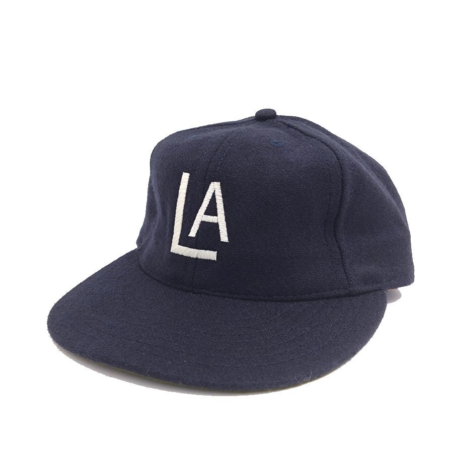 COOPERSTOWN BALL CAP / 1943 LOSANGELES ENGELES / NAVY / WOOL FLANNEL / LEATHER STRAP / MADE IN USA