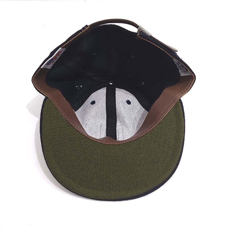 COOPERSTOWN BALL CAP / 1942 Kansas City Monarchs / NAVY / FELT / WOOL FLANNEL / LEATHER STRAP / MADE IN USA