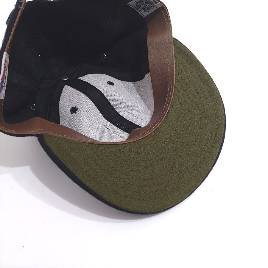 COOPERSTOWN BALL CAP / 1942 Kansas City Monarchs / NAVY / FELT / WOOL FLANNEL / LEATHER STRAP / MADE IN USA