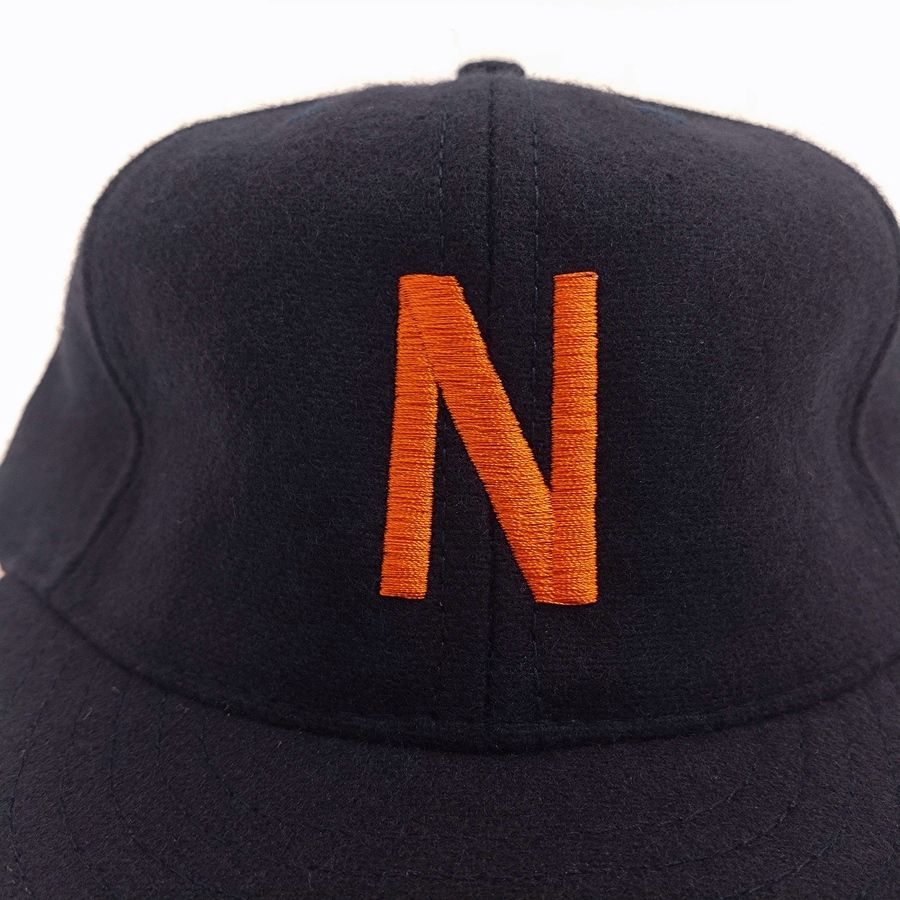 COOPERSTOWN BALL CAP / 1927 NEWARK BEARS (ORANGE LOGO) NAVY / WOOL FLANNEL / LEATHER STRAP / MADE IN USA