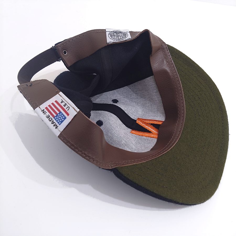 COOPERSTOWN BALL CAP / 1927 NEWARK BEARS (ORANGE LOGO) NAVY / WOOL FLANNEL / LEATHER STRAP / MADE IN USA