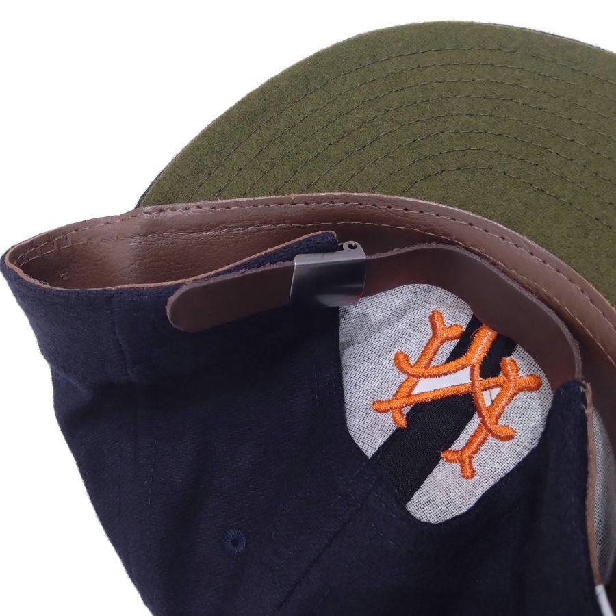 COOPERSTOWN BALL CAP / 1947 NEWYORK CUBANS (ORANGE LOGO) NAVY / WOOL FLANNEL / LEATHER STRAP / MADE IN USA