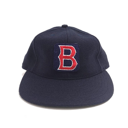 COOPERSTOWN BALL CAP / BOSTON RED SOX / NAVY / VINTAGE PATCH / WOOL FLANNEL / LEATHER STRAP / MADE IN USA