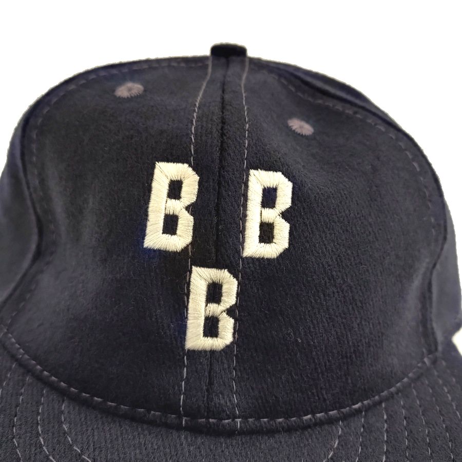 COOPERSTOWN BALL CAP / 1948 BIRMINGHAM BLACK BARONS / WOOL FLANNEL / NAVY / 3 INCH SOFT VISOR / ELASTIC / MADE IN USA