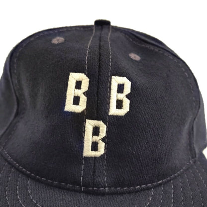 COOPERSTOWN BALL CAP / 1948 BIRMINGHAM BLACK BARONS / WOOL FLANNEL / NAVY / 3 INCH SOFT VISOR / ELASTIC / MADE IN USA