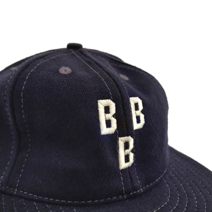 COOPERSTOWN BALL CAP / 1948 BIRMINGHAM BLACK BARONS / WOOL FLANNEL / NAVY / 3 INCH SOFT VISOR / ELASTIC / MADE IN USA