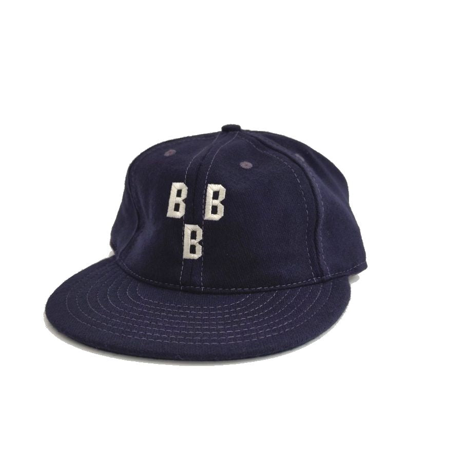 COOPERSTOWN BALL CAP / 1948 BIRMINGHAM BLACK BARONS / WOOL FLANNEL / NAVY / 3 INCH SOFT VISOR / ELASTIC / MADE IN USA
