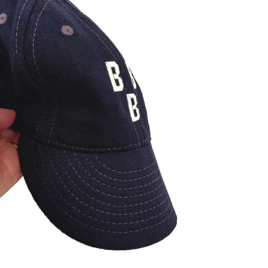 COOPERSTOWN BALL CAP / 1948 BIRMINGHAM BLACK BARONS / WOOL FLANNEL / NAVY / 3 INCH SOFT VISOR / ELASTIC / MADE IN USA