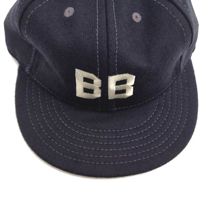 COOPERSTOWN BALL CAP / 1927 BUSTIN BABES / WOOL FLANNEL / NAVY / 2.5 INCH SOFT VISOR / ELASTIC / MADE IN USA