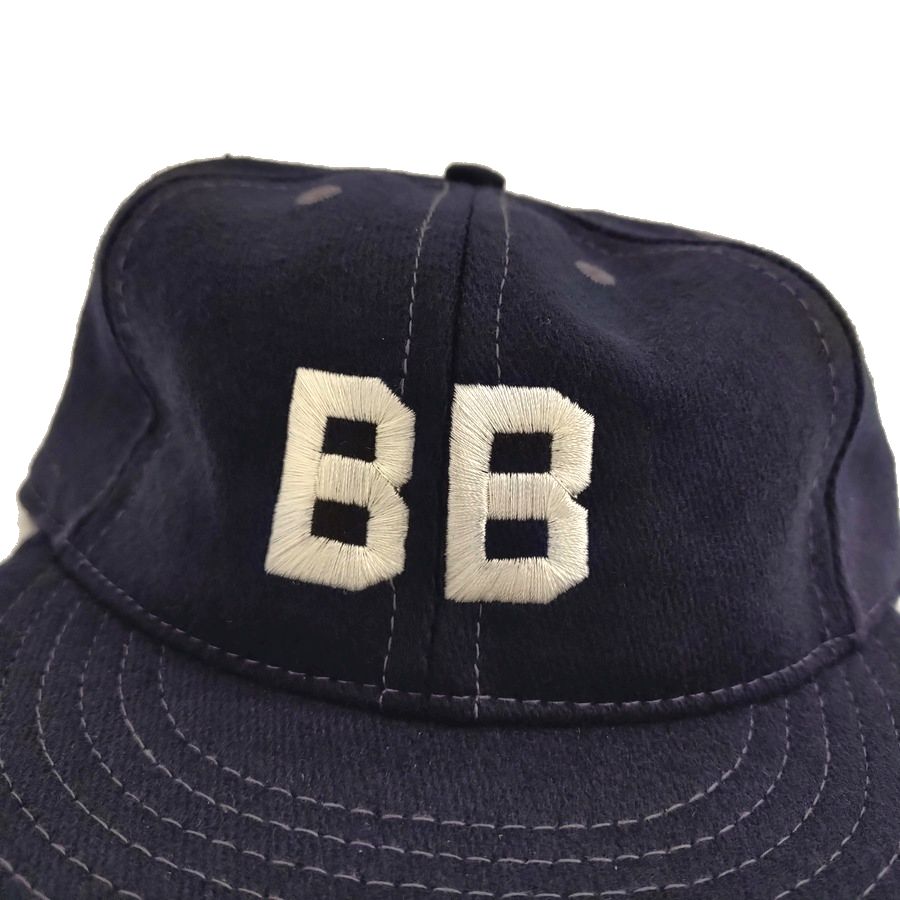 COOPERSTOWN BALL CAP / 1927 BUSTIN BABES / WOOL FLANNEL / NAVY / 2.5 INCH SOFT VISOR / ELASTIC / MADE IN USA