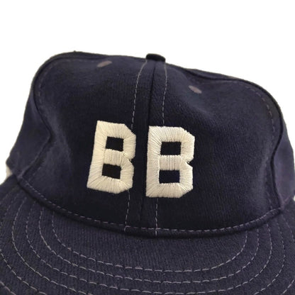 COOPERSTOWN BALL CAP / 1927 BUSTIN BABES / WOOL FLANNEL / NAVY / 2.5 INCH SOFT VISOR / ELASTIC / MADE IN USA