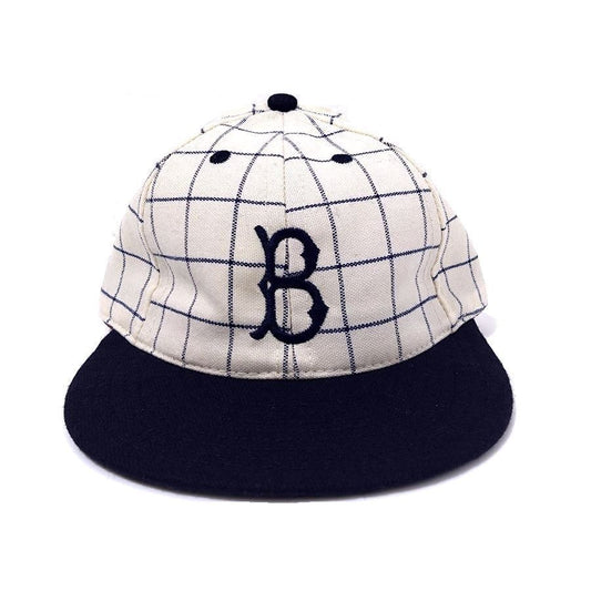 COOPERSTOWN BALL CAP / 1955 BROOKLYN DODGERS  / CHECK / WOOL FLANNEL / ELASTIC / MADE IN USA