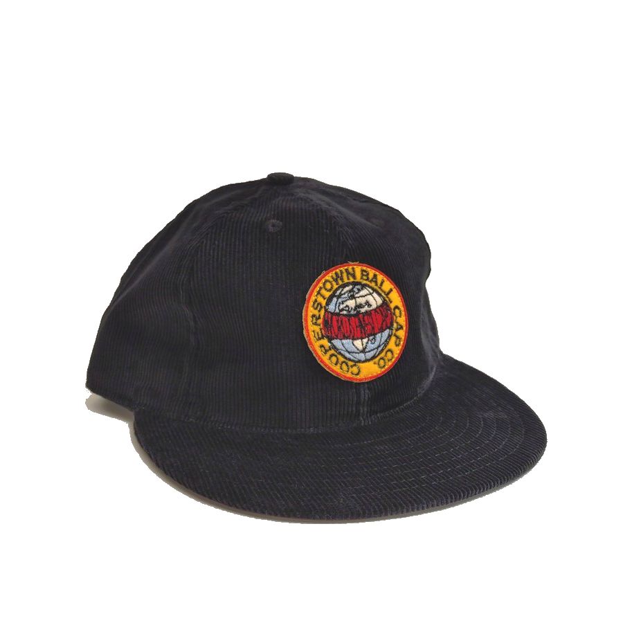COOPERSTOWN BALL CAP / CORDUROY CAP / COOPERS PATCH  / BLACK / SOFT VISOR / PATCH / SPECIAL ORDER MODEL / MADE IN USA