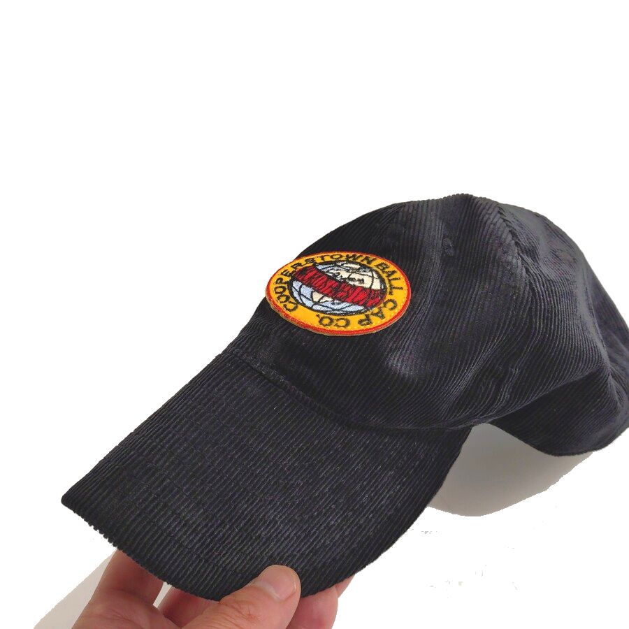 COOPERSTOWN BALL CAP / CORDUROY CAP / COOPERS PATCH  / BLACK / SOFT VISOR / PATCH / SPECIAL ORDER MODEL / MADE IN USA