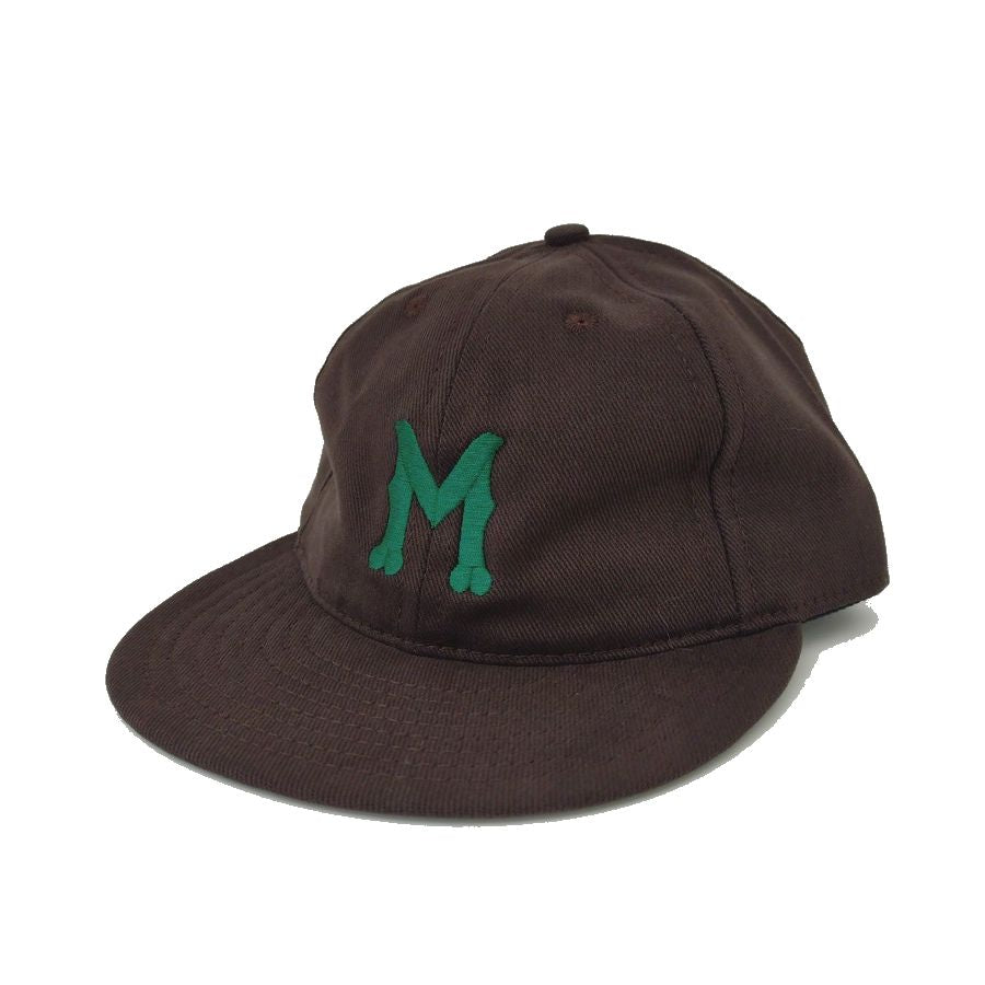COOPERSTOWN BALL CAP / 1912 MACON PEACHES / BRUSHED COTTON TWILL / SOFT VISOR / D-RING / DARK BROWN / MADE IN USA