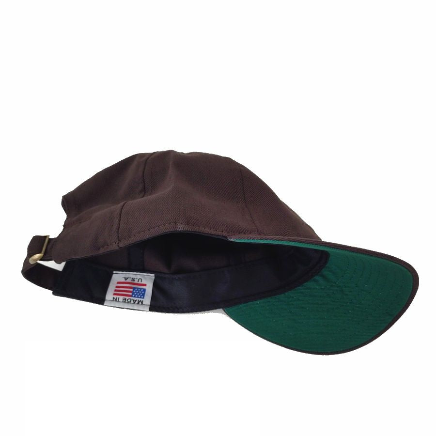 COOPERSTOWN BALL CAP / 1912 MACON PEACHES / BRUSHED COTTON TWILL / SOFT VISOR / D-RING / DARK BROWN / MADE IN USA