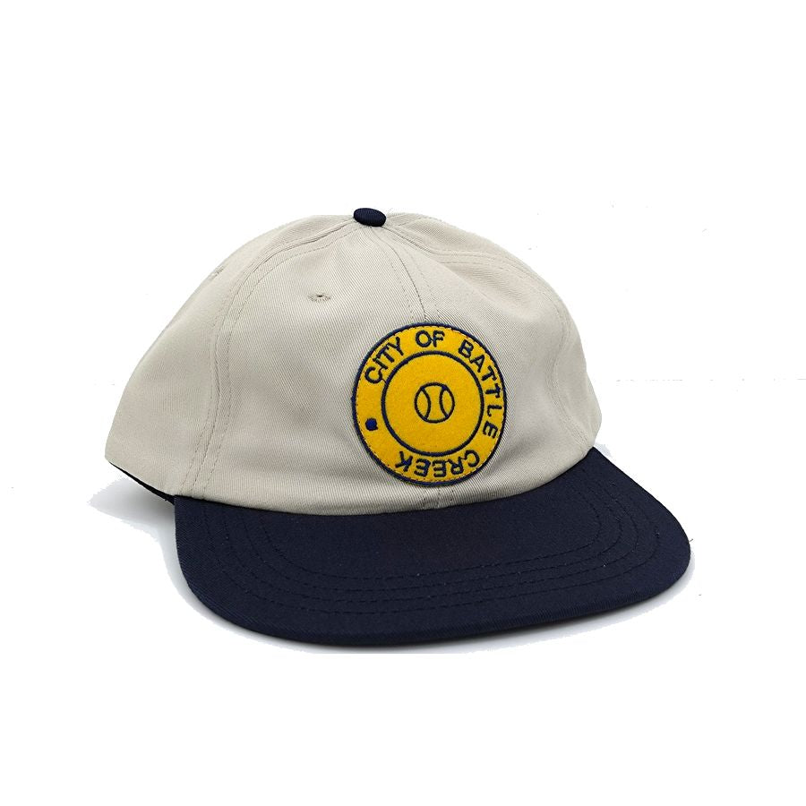 COOPERSTOWN BALL CAP / 1946 BATTLE CREEK BELLES  / STONE ×  NAVY【SPECIAL ORDER COLOR】MADE IN USA