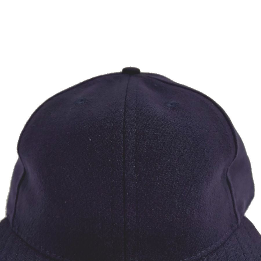 COOPERSTOWN BALL CAP / SOLID / NAVY / WOOL FLANNEL / LEATHER STRAP / MADE IN USA
