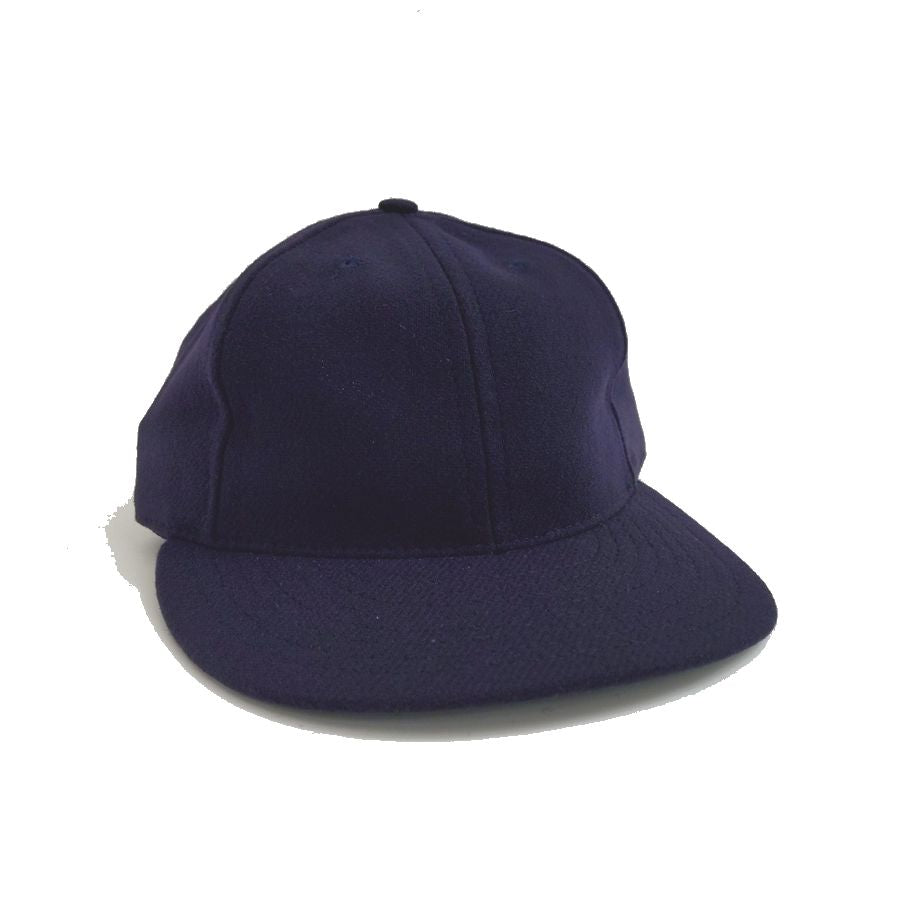 COOPERSTOWN BALL CAP / SOLID / NAVY / WOOL FLANNEL / LEATHER STRAP / MADE IN USA