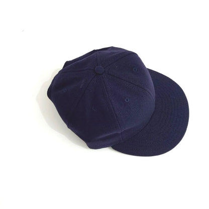COOPERSTOWN BALL CAP / SOLID / NAVY / WOOL FLANNEL / LEATHER STRAP / MADE IN USA