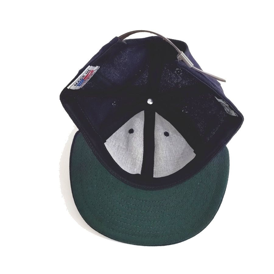 COOPERSTOWN BALL CAP / SOLID / NAVY / WOOL FLANNEL / LEATHER STRAP / MADE IN USA