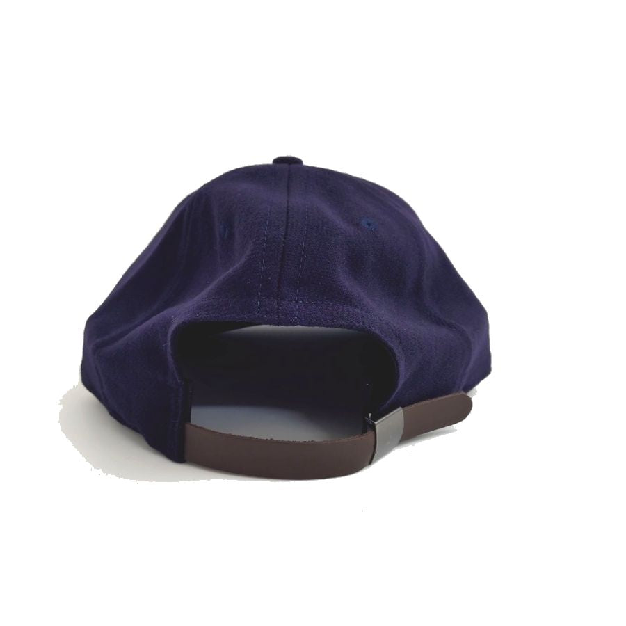 COOPERSTOWN BALL CAP / SOLID / NAVY / WOOL FLANNEL / LEATHER STRAP / MADE IN USA