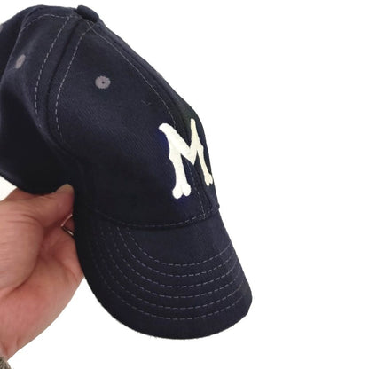 COOPERSTOWN BALL CAP / SOLID /1912 MACON PEACHES / WOOL FLANNEL / NAVY / 2SIZE / SOFT VISOR / ELASTIC / MADE IN USA