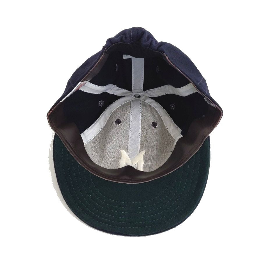 COOPERSTOWN BALL CAP / SOLID /1912 MACON PEACHES / WOOL FLANNEL / NAVY / 2SIZE / SOFT VISOR / ELASTIC / MADE IN USA