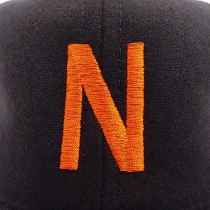 COOPERSTOWN BALL CAP / 1927 NEWARK BEARS (ORANGE LOGO) NAVY / WOOL FLANNEL / LEATHER STRAP / MADE IN USA