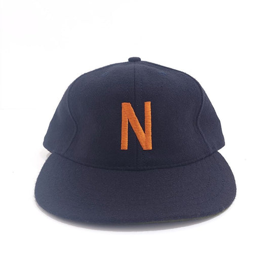 COOPERSTOWN BALL CAP / 1927 NEWARK BEARS (ORANGE LOGO) NAVY / WOOL FLANNEL / LEATHER STRAP / MADE IN USA
