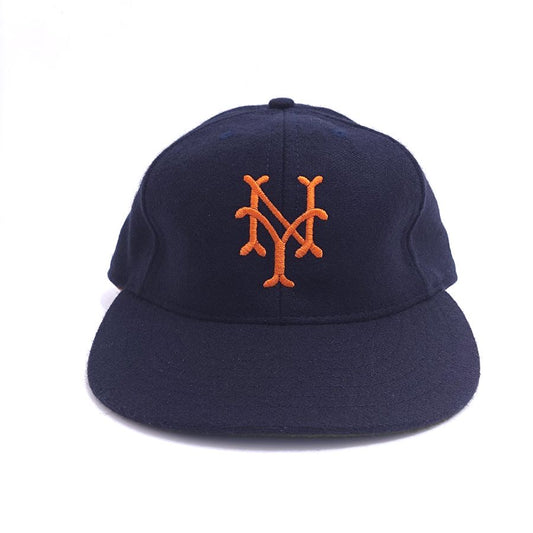COOPERSTOWN BALL CAP / 1947 NEWYORK CUBANS (ORANGE LOGO)  NAVY / WOOL FLANNEL / LEATHER STRAP / MADE IN USA